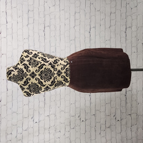 Jessi Lee Size M Brown Suede Leather A-Line Skirt - Picture 1 of 14